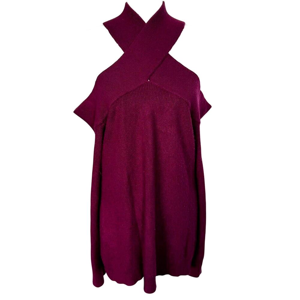 RUBY RIBBON Women's XL Magenta Cold Shoulder Stretchy Super Soft Sweater Dress